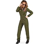 Kostüm Kampfpilotin Gr. 38 Jumpsuit grün Fasching Uniform Pilotin...