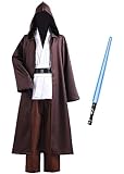 Jedi Kostüm für Herren mit Blau Lightsaber Obi Wan Kenobi Tunika...