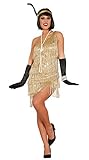 goldenes Charleston Kleid Karneval 20er Jahre Party Kostüm Fransen...
