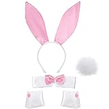 Frauen Hasen Zubehör Set Kaninchenohr Stirnband Kragen Fliege Kostüm...