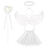 Engel Kostüm Damen Weiße, TUTU-Rock, Engel Flüge, Heiligenschein...