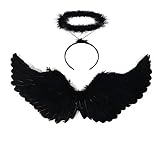 Shengruili Engelsflügel Schwarz,Engel Kostüm Damen mit...