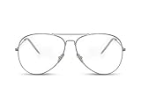 Cheapass Piloten-Brille Silber-n Transparent-e Linsen Flieger-Brille...