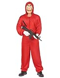 Vegaoo Bankräuber-Kostüm mit Kapuze rot - S/M (160-175 cm)