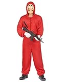 Vegaoo Bankräuber-Kostüm mit Kapuze rot - S/M (160-175 cm)