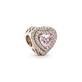 PANDORA ROSE Charm Timeless 'funkelndes Herz' 14k rosévergoldet, pink...