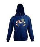 TRVPPY Kinder Hoodie Kapuzenpullover Mario & Luigi - Navyblau 106/116...