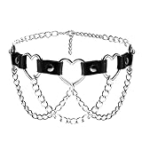 Manfnee Punk Goth Rock Halsband für Damen Herren Leder Spike Chain...