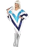 Smiffys Damen Kostüm 70er Jahre Disco Poncho weiß-blau Karneval...