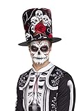 Smiffys 48035 Tag der Toten Zylinder mit Totenkopf und Rose,...
