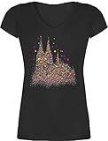 T-Shirt Damen V Ausschnitt - Karneval & Fasching - Kölner Dom...