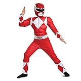 Disguise Offizielles Deluxe Muscle Power Rangers Kostüm Kinder Rot...