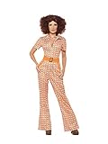 Smiffys, Damen 70er Chic Kostüm, Overall, Größe:36-38 EU, Orange