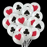 24 Stücke Casino Balloons Latexballons mit Poker Motiven Spielkarten...