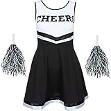 Redstar Fancy Dress - Damen Cheerleader-Kostüm - Uniform mit Pompons...
