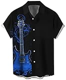 Herren Vintage Bowling Shirt 1950er Retro Rockabilly Stil Kurzarm...