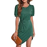 Ejoyous Damen-Kleid mit Kurzen Puffärmeln, Rundhalsausschnitt,...