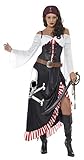 Smiffys Damen Piratin Kostüm, Oberteil, Rock und Gürtel, Größe: M,...