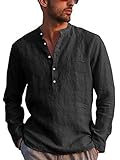 Gemijacka Hemd Herren Langarm Henley Leinenhemd Herren Freizeithemd...