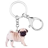 DUOWEI Cute Mops Hund Schlüsselanhänger Acryl Haustiere...