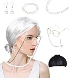 Kakonia Alte Dame Perücke Oma Cosplay Perücke Alte Dame Kostüm für...