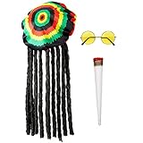 Widmann 68542 - Kostümset Rastamann, Mütze mit Dreadlocks, Brille...