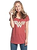 Wonder Woman Golden Symbol Frauen T-Shirt rot meliert L