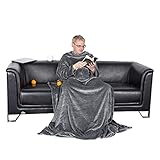 WOLTU Decke mit Ärmeln und Füßen, Kuscheldecke warm flauschig mit 2...