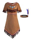 ReliBeauty Indianer Kostüm Kinder Mädchen mit Stirnband，100