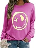 WIEIYM Damen Sweatshirt Langarmshirt Drucken Rundhals Pullover Herbst...