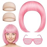 AOMIG Kurze Bob Perücke und Sonnenbrillen-Set, Kurze...