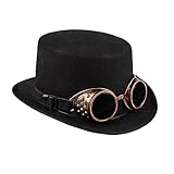 Boland 54500 - Hut Steamgoggles, Zylinder, abnehmbare...