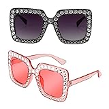 AUXSOUL 2 Stück Mode Sonnenbrillen Fr Frauen, bergroe Diamant...