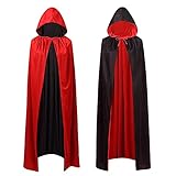 BNGXR Vampir Umhang Cape, 140 cm Unisex Umhang mit Kapuze Schwarz Rot...