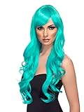 Perücke Desire türkis türkise lockige Langhaarperücke für Damen...