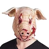 Boland 97519 - Latex Kopfmaske Blutiges Schwein, Rosa/Rot, Erwachsene,...