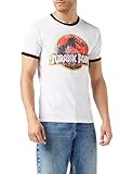 Jurassic Park Herren Logo im Used-Look T-Shirt, Weiß (Weiß/Schwarz...