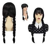 DONGSZQ Wednesday Addams Perücke Mit Pony, Wednesday Addams Perücke...