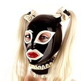 LBYLYH Sexy Hood Mask Exotische Dessous Schwarz Latex Gummi Chiffons...