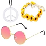 Beelittle Hippie Kostüm Set - 60er Jahre Retro Vintage Brille...
