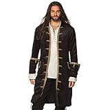 Boland - Piratenjacke für Herren, schwarz-gold, Mantel für Männer,...