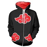 Akatsuki Kapuzenpullover, Akatsuki Pullover Hoodie, Rote Wolke von...
