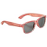 NET TOYS Oktoberfest-Brille Karierte Sonnenbrille rot-weiß...
