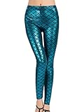 Minetom Damen Fischschuppe Glanz Leggings Fisch Schuppen Scale...