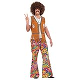 Fun Shack Bunte Hippie Schlaghose für Herren, 70er Jahre Kostüm - XL