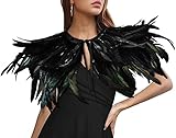 sigando Schwarz Natürliche Feder Cape Gothic Schal Maleficent...