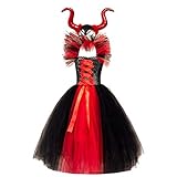 IMEKIS Kinder Maleficent Kostüm Mädchen Prinzessin Fancy Böse...