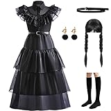 LZH Wednesday Addams Costume Dress For Girl Cosplay Addams Family...