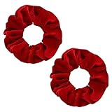 WLLHYF 2 Pcs Rot Samt Haar Scrunchies große Größe Haar Bands...
