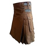 Cuteelf Men Black Cotton Dienstprogramm Kilt, Mode Sport...